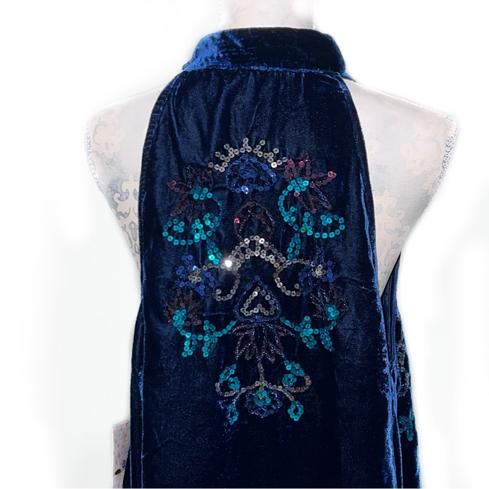 Free People Blue velvet sequin swing dress - Picture 15 of 16